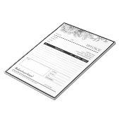ブラックフラワー縁どビジネス請求書テンプレート ノートパッド (アングル)