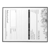 ブラックフラワー縁どビジネス請求書テンプレート ノートパッド (正面)