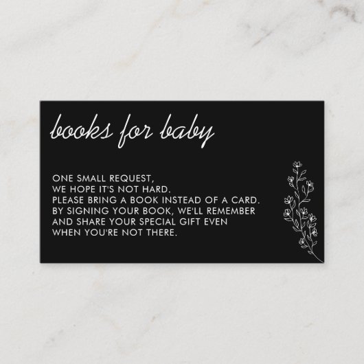 ブラックフラワー 夏 秋 ギフト絵本 赤ちゃん エンクロージャーカード (正面)