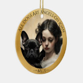 ブラックフランスのブルドッグパーソナライズされた記念碑 セラミックオーナメント (右)