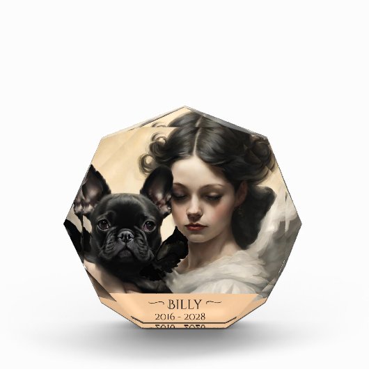 ブラックフランスのブルドッグパーソナライズされた記念碑 フォトブロック (正面)