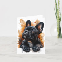 ブラックフランスのブルドッグ挨拶カード