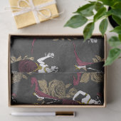 ブラックフランスの・デコパージュでワインを飲むヴィンテージの女性 薄葉紙 (ギフト)