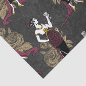 ブラックフランスの・デコパージュでワインを飲むヴィンテージの女性 薄葉紙 (詳細)