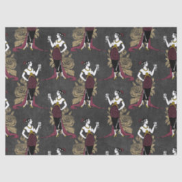 ブラックフランスの・デコパージュでワインを飲むヴィンテージの女性 薄葉紙