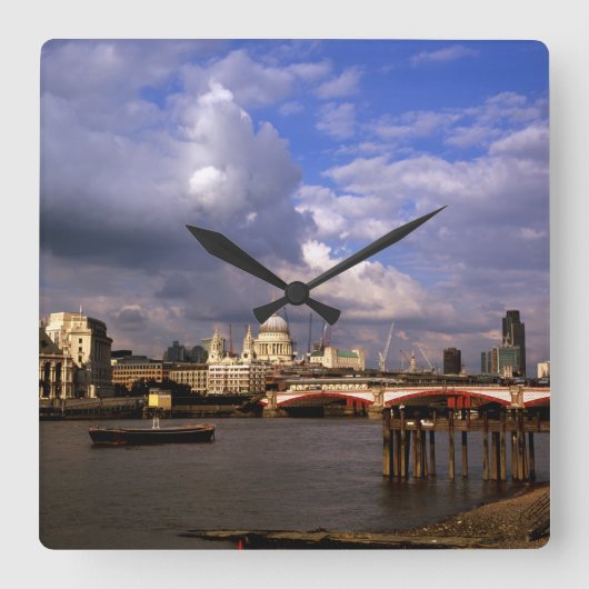 ブラックフリアーズ橋とセントポール大聖堂 スクエア壁時計 (正面)