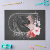 ブラックフリシアの馬のデコパージュ 薄葉紙 (クラフト)