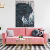 ブラックフリシアンホースのキャンバス印刷 キャンバスプリント (インサイチュ (リビング))