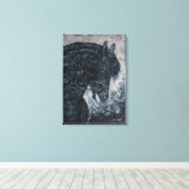 ブラックフリシアンホースのキャンバス印刷 キャンバスプリント (インサイチュ (ウッドフロア))