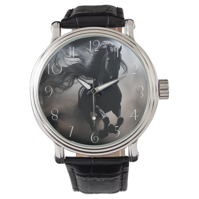 ブラックフリシアンホース 腕時計 (正面)