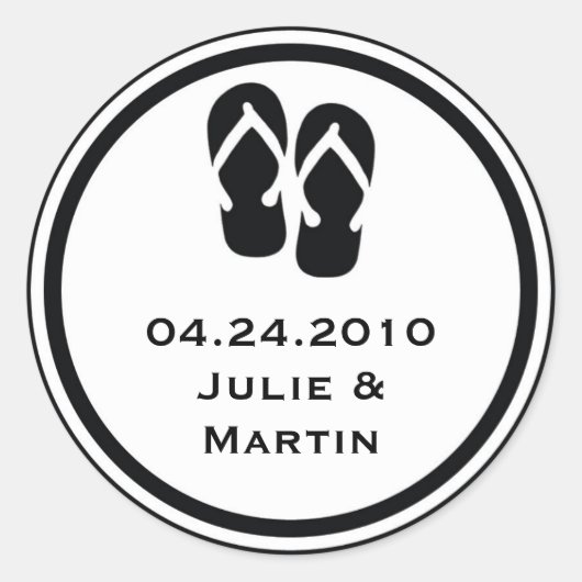 ブラックフリップフロップトン結婚式の引き出物ラベルシールラベル ラウンドシール (正面)
