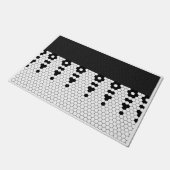 ブラックフリンジタイルデザイン ドアマット (アングル)