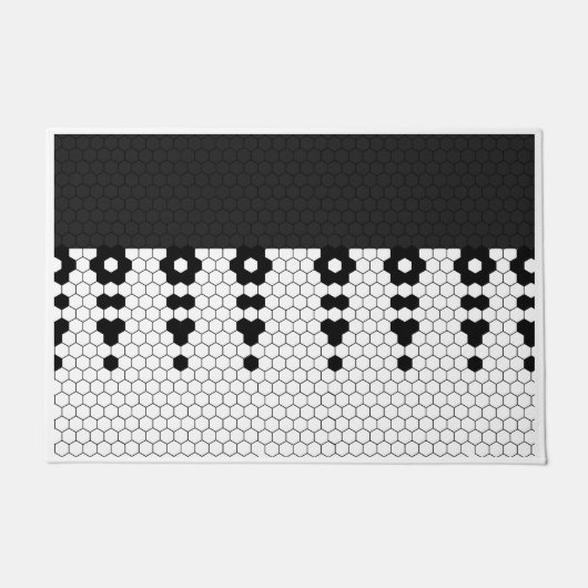 ブラックフリンジタイルデザイン ドアマット (正面)