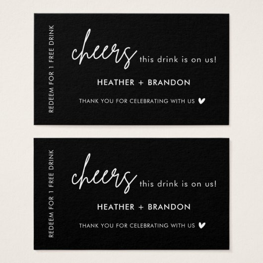 ブラックフリー結婚ドリンクチケットカード (正面&裏面)