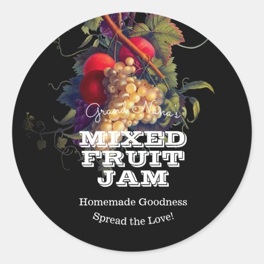 ブラックフルーツジャムヴィンテージラベル保存庫 ラウンドシール (正面)