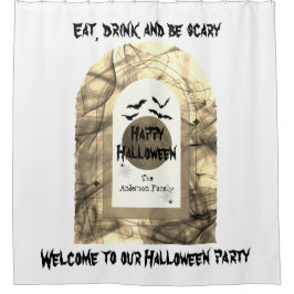 ブラックフル不気味ムーンこうもりスパイダーハッピーハローウィン シャワーカーテン