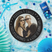 ブラックフレカスタムーム文字フォト結婚ズ ペーパープレート (パーティー)