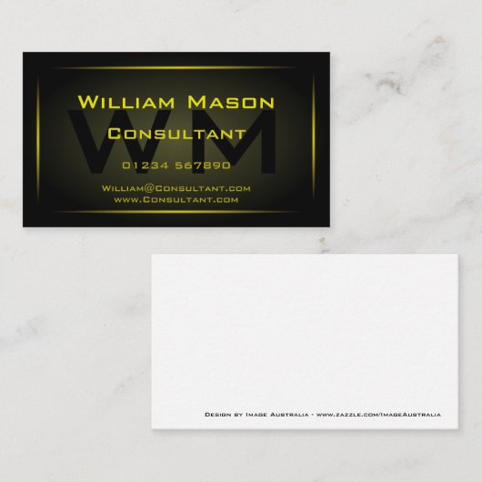 ブラックフレーミングモノグラムプロフェッショナル – 名刺 (正面/裏面)