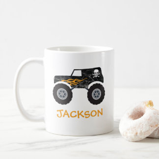 ブラックフレームスカルとボーンズのモンスタートラックマグ コーヒーマグカップ