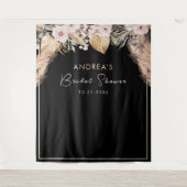 ブラックフレームパンパスグラスブライダルシャワー背景 タペストリー (正面)