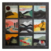 ブラックフレームミニマルデザートアートグリッド – 幾何学模様 ポスター (正面)