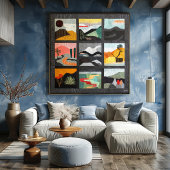 ブラックフレームミニマルデザートアートグリッド – 幾何学模様 ポスター