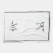 ブラックフレームモダンファミリーモノグラム キッチンタオル (横)