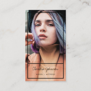 ブラックフレームモダン俳優モデル歌手ダンサー写真 名刺