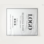 ブラックフレームロゴとソーシャルメディアのビジネス背景 タペストリー (正面(横))