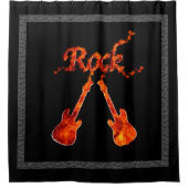 ブラックフレームロックギター シャワーカーテン (正面)