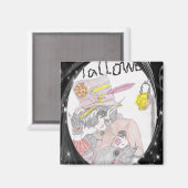 ブラックフレーム不気味ハロウィーンカップルスケッチ マグネット (正面/裏面)