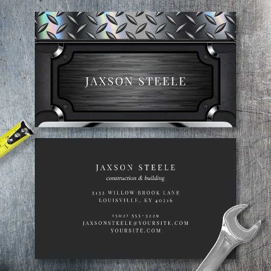 ブラックフレーム ダイヤモンドプレート 名刺