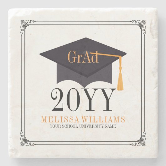 ブラックフレーム&ハット卒業2016 ストーンコースター (正面)