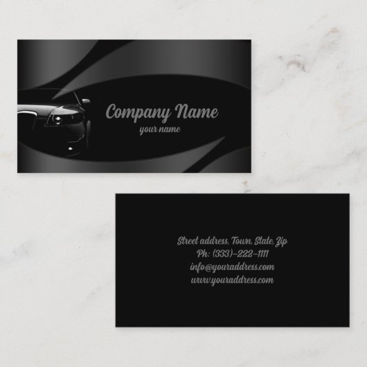 ブラックフロントカーインメタルカーブビジネスカード 名刺 (正面/裏面)