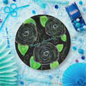 ブラックフローズ紙9インチパーティープレート ペーパープレート (パーティー)