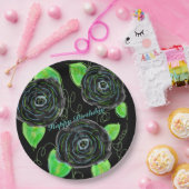 ブラックフローズ紙9インチパーティープレート ペーパープレート (パーティー)