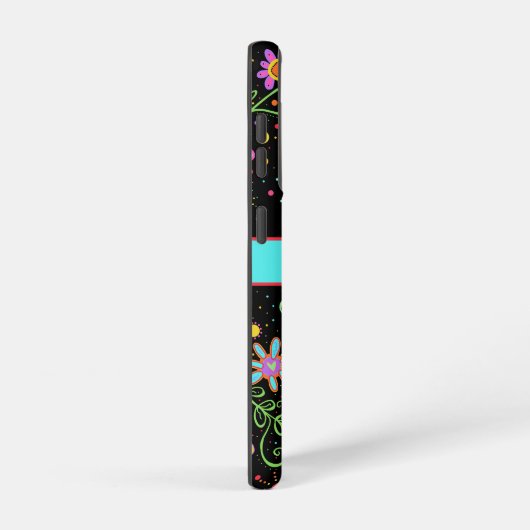 ブラックフローラおもしろいお洒落ハートパーソナライズされた SAMSUNG GALAXYケース (右側面)