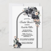 ブラックフローラアーチブライダルシャワー 招待状 (正面)