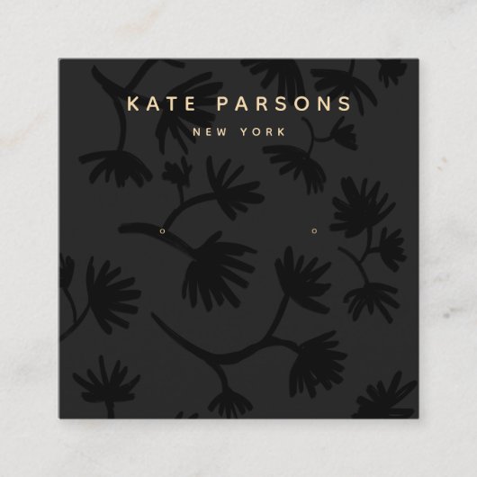 ブラックフローライヤリングジュエリー表示 スクエア名刺 (正面)