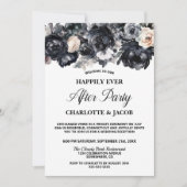 ブラックフローラエロペ結婚メントの写真披露宴 招待状 (正面)