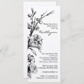 ブラックフローラオン金ゴールドブライダルシャワーの招待 招待状 (正面/裏面)