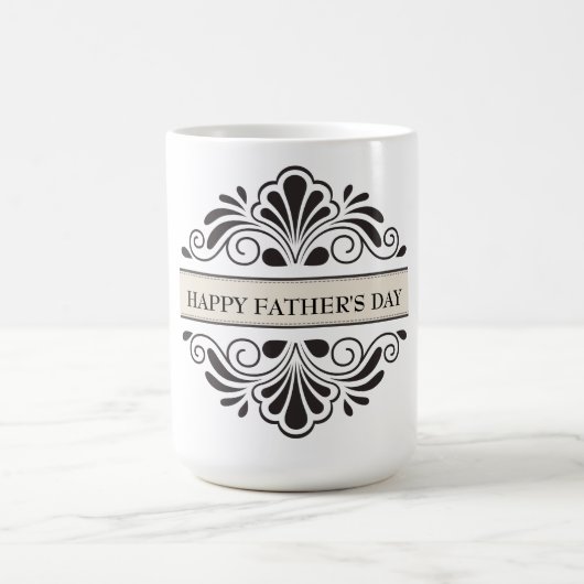 ブラックフローラオーナメント – ハッピー・ファーザー・デイ コーヒーマグカップ (中央)