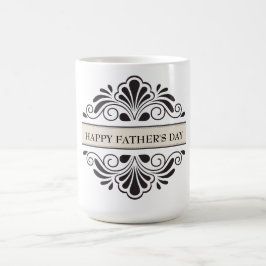 ブラックフローラオーナメント – ハッピー・ファーザー・デイ コーヒーマグカップ