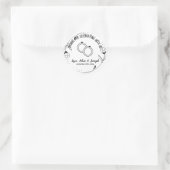 ブラックフローラカスタムサンクユー結婚式の引き出物 ラウンドシール (バッグ)