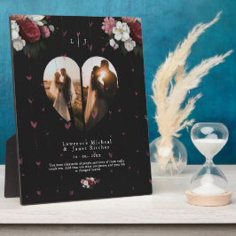 ブラックフローラカスタムフォトコラージギフトforカップル フォトプラーク