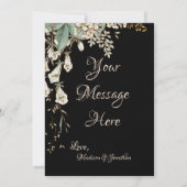 ブラックフローラガーランドスクリプトエレガントな結婚式 サンキューカード (裏面)