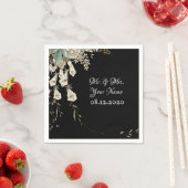 ブラックフローラガーランドスクリプトエレガントな結婚式 スタンダードカクテルナプキン (インサイチュ)