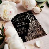 ブラックフローラキンセアニラガウン星月星 箔招待状