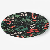ブラックフローラクリスマス ペーパープレート (アングル)