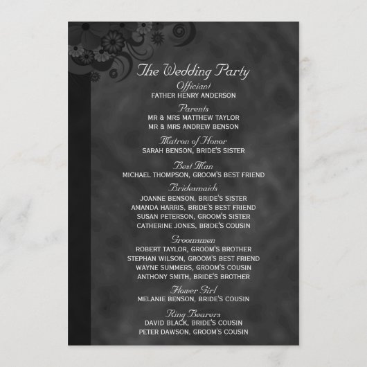 ブラックフローラシャルボードゴシック結婚式 プログラム (裏面)